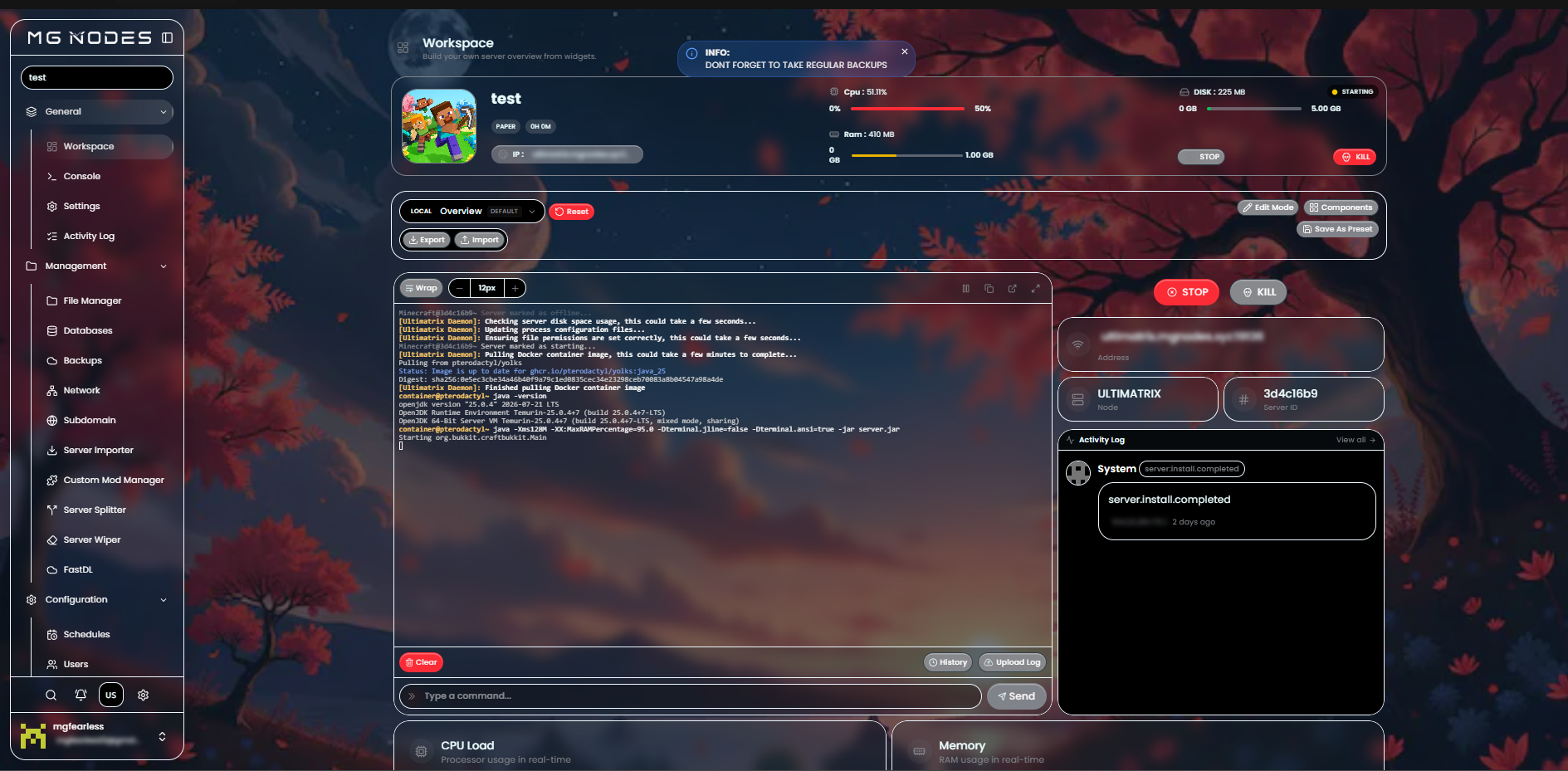 Zyrix Cloud terminal and shell panel preview